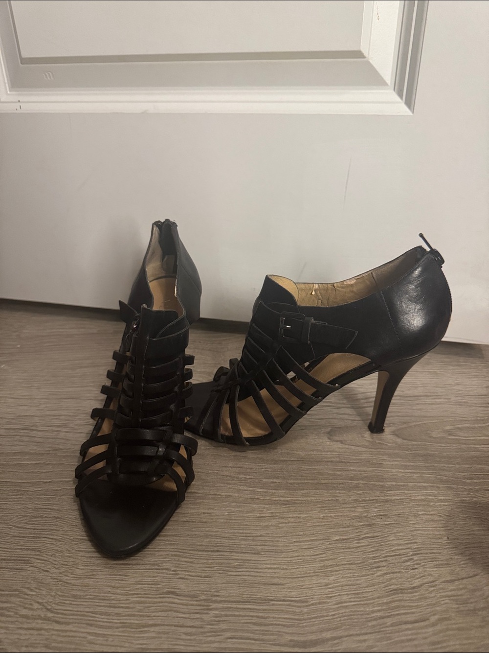 Aldo Black Strappy Cage Heel Sandals